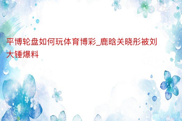 平博轮盘如何玩体育博彩_鹿晗关晓彤被刘大锤爆料