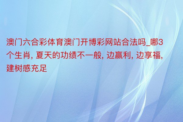 澳门六合彩体育澳门开博彩网站合法吗_哪3个生肖, 夏天的功绩不一般, 边赢利, 边享福, 建树感充足