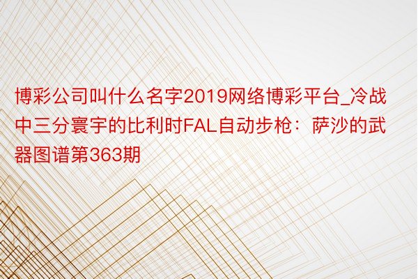 博彩公司叫什么名字2019网络博彩平台_冷战中三分寰宇的比利时FAL自动步枪：萨沙的武器图谱第363期