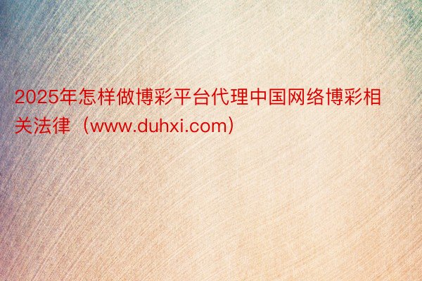 2025年怎样做博彩平台代理中国网络博彩相关法律（www.duhxi.com）